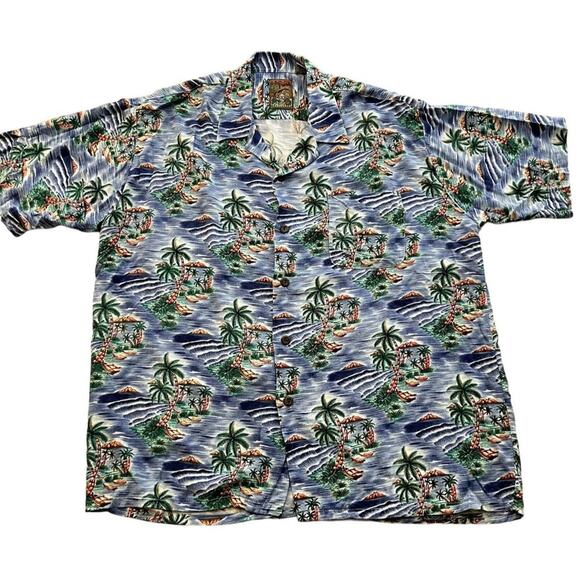 Vintage Pineapple Connection Shirt Men Medium Multi Palm Tree Collared Button-Up - Picture 9 of 10